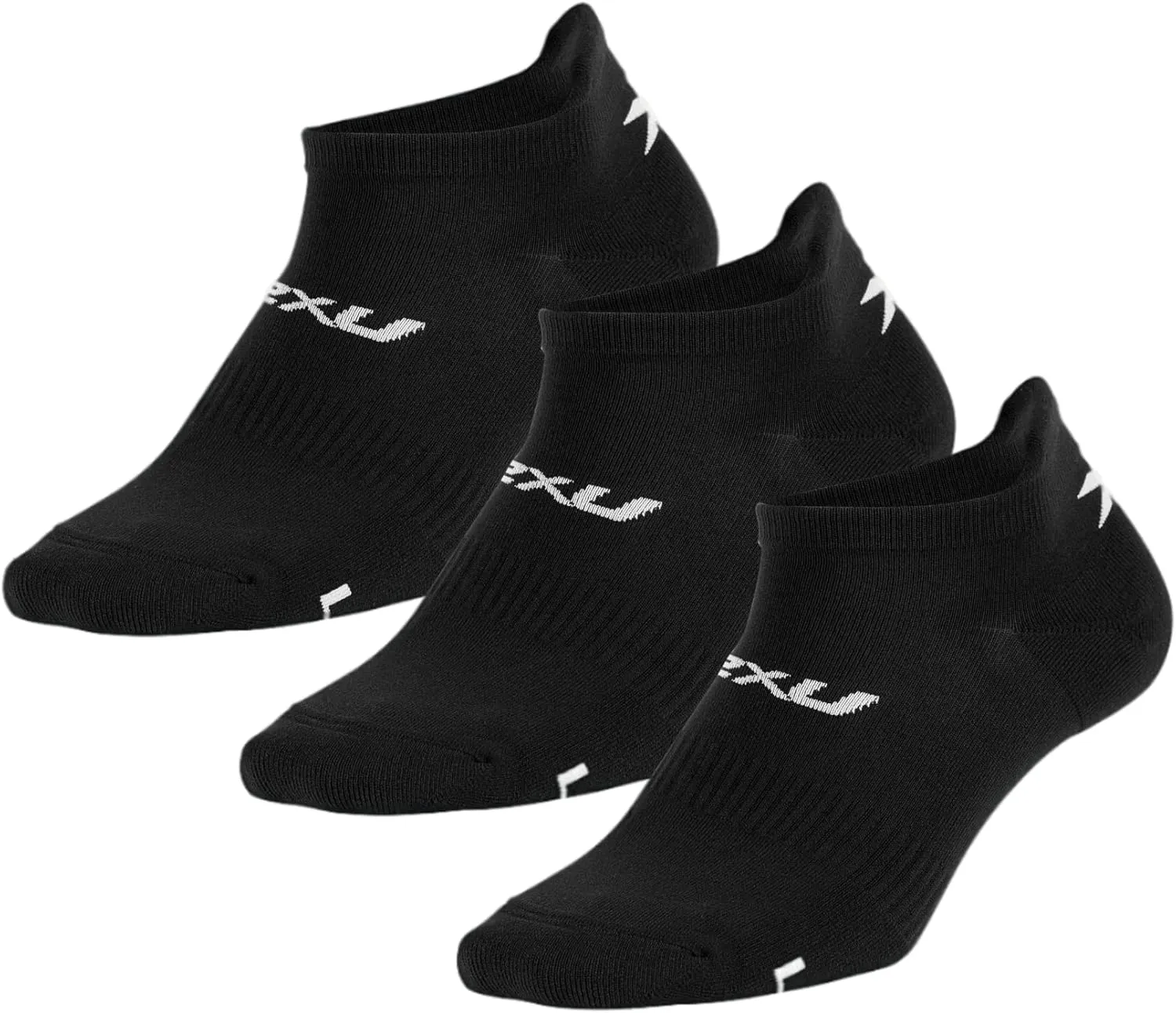 2XU Ankle Sock 3-Pack (Black/White, Medium)