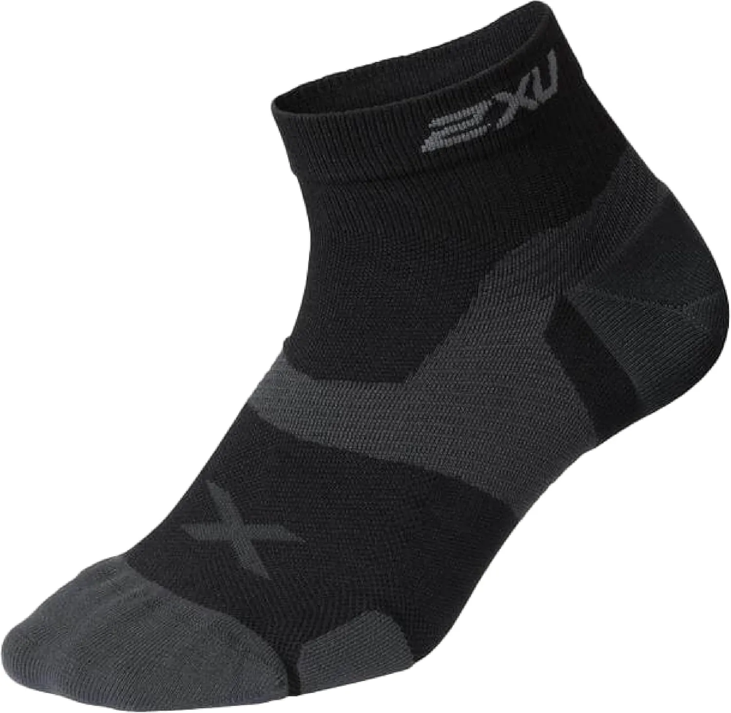 2XU Unisex Vectr Cushion 1/4 Crew Socks - Sports Performance Socks - Black/Titanium
