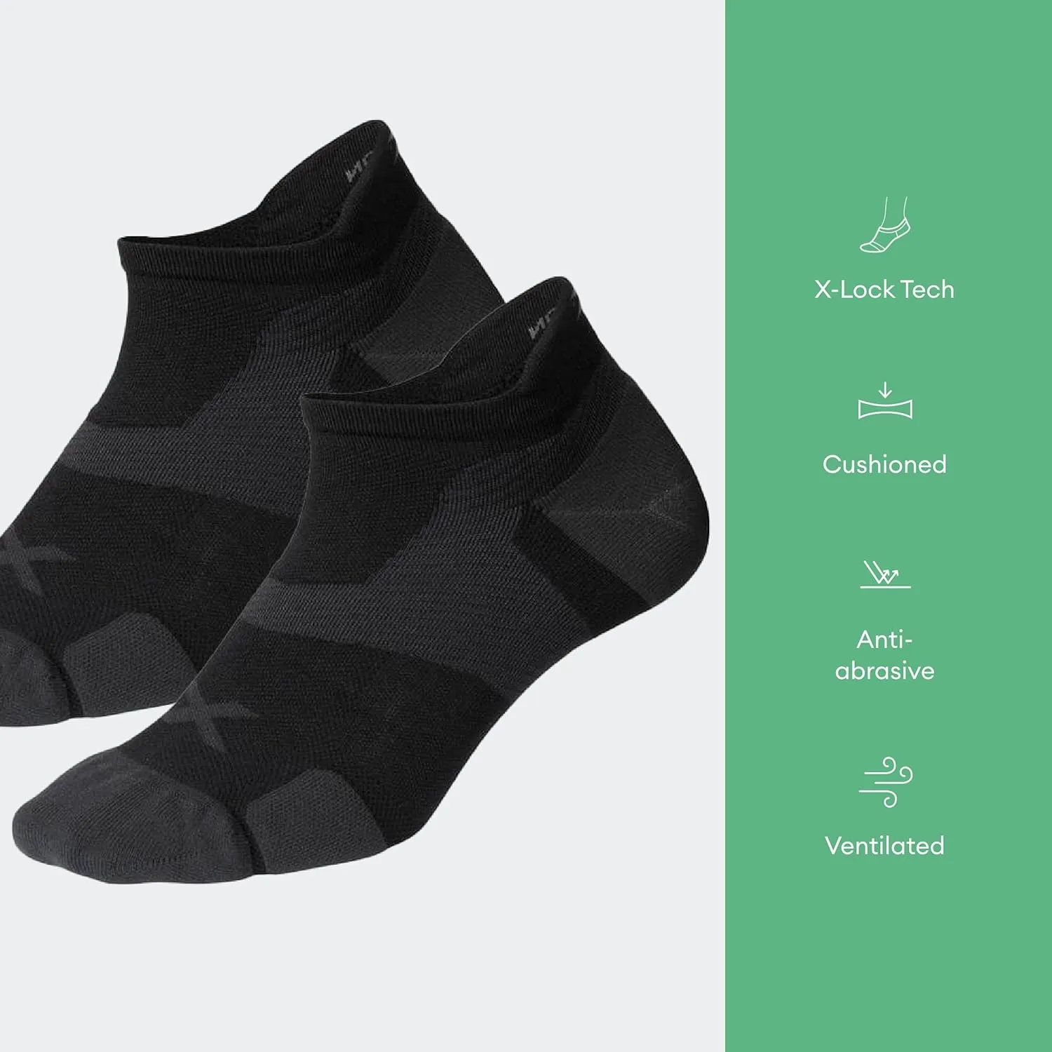 2XU Unisex Vectr Cushion No Show Socks - Provides Advanced Support for Running