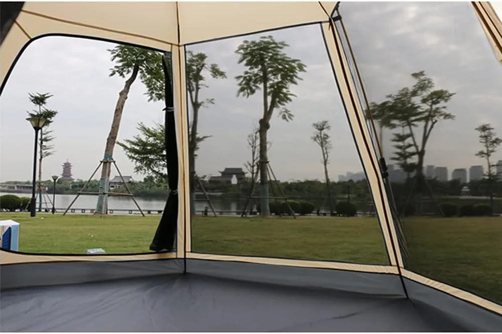 3-4 Person Automatic Tent with Porch Camping Pop Up Tent with 2 Door and 2 Double Layer Instant Family Tent for Camping Outdoor Hiking Easy Set Up (Red 3)