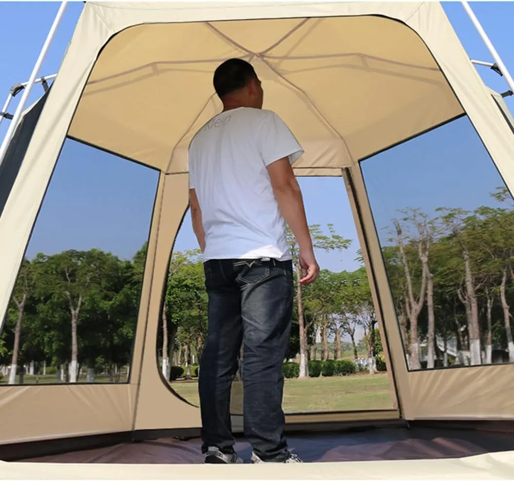 3-4 Person Automatic Tent with Porch Camping Pop Up Tent with 2 Door and 2 Double Layer Instant Family Tent for Camping Outdoor Hiking Easy Set Up (Red 3)