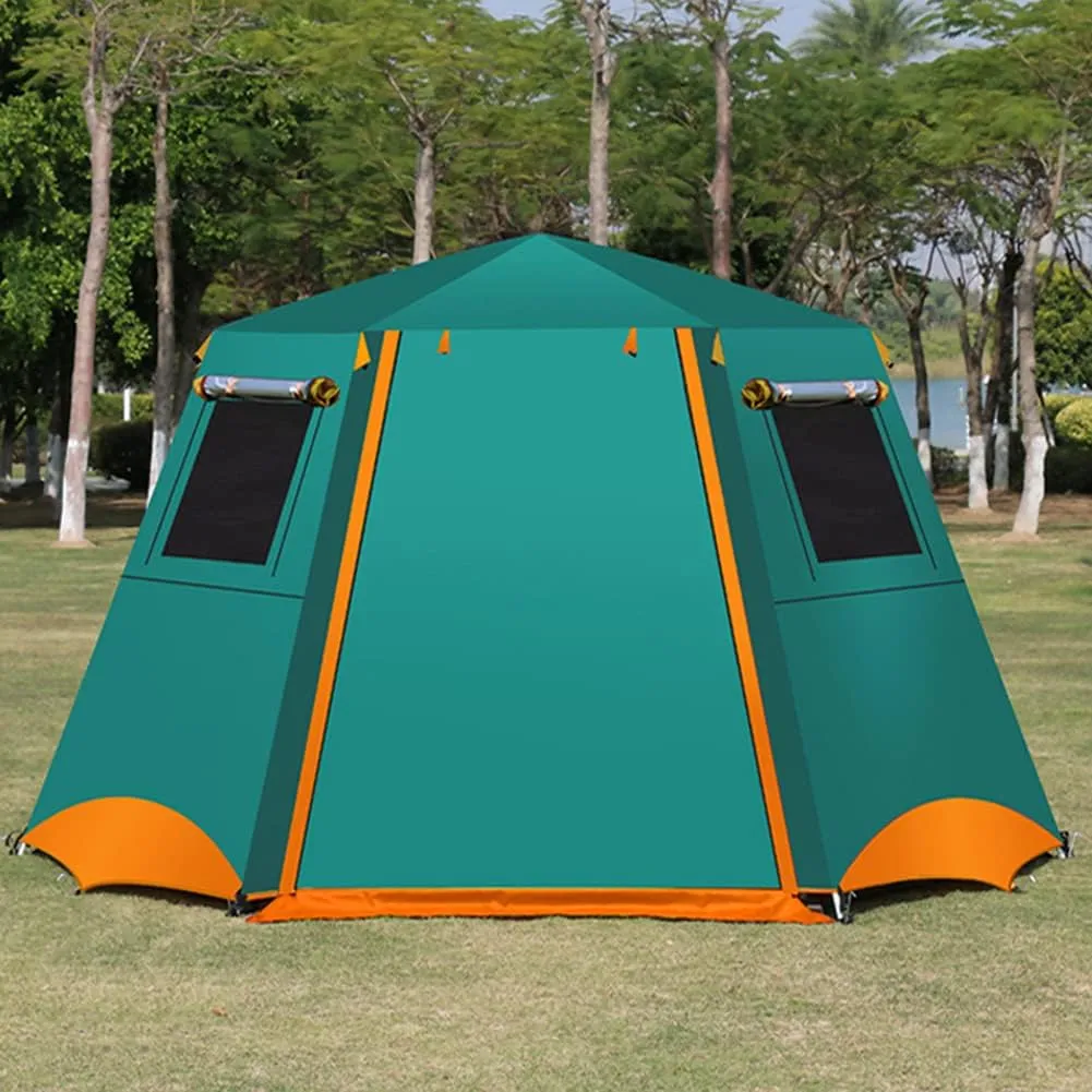 3-4 Person Automatic Tent with Porch Camping Pop Up Tent with 2 Door and 2 Double Layer Instant Family Tent for Camping Outdoor Hiking Easy Set Up (Red 3)
