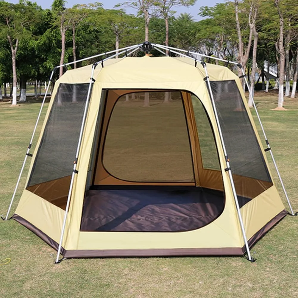 3-4 Person Automatic Tent with Porch Camping Pop Up Tent with 2 Door and 2 Double Layer Instant Family Tent for Camping Outdoor Hiking Easy Set Up (Red 3)