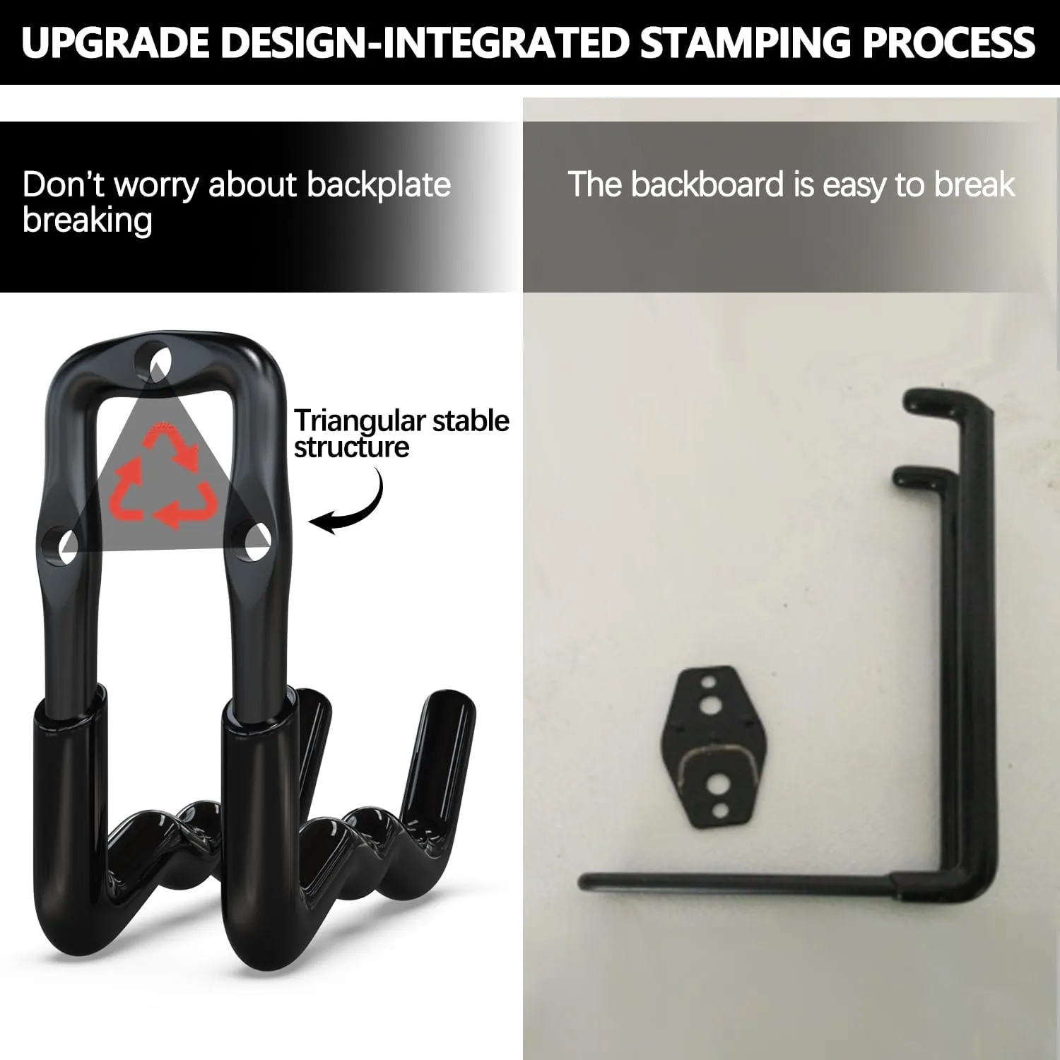 3-H Garage Wall Hooks 14 Pack,Integrated Stamping Heavy Duty Garage Hooks,Garage Hanger&Organizer Wall Mount for Ladders,Bikes,Chairs,WeedEaters,Shovels,Garden Tools(Black)