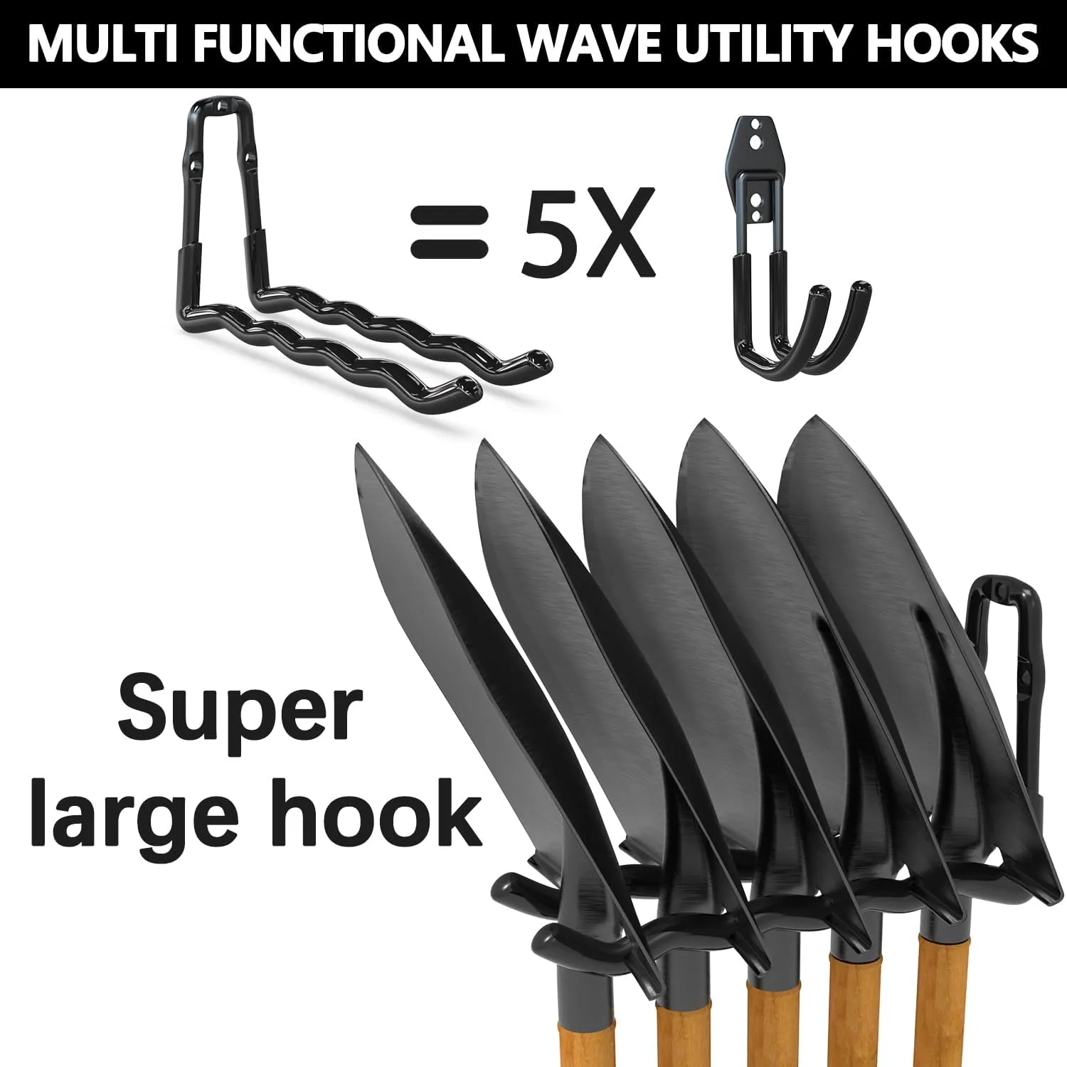 3-H Garage Wall Hooks 14 Pack,Integrated Stamping Heavy Duty Garage Hooks,Garage Hanger&Organizer Wall Mount for Ladders,Bikes,Chairs,WeedEaters,Shovels,Garden Tools(Black)