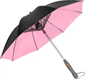 3 in 1 Umbrella with Fan and Mist Spray, Uv Blocking Umbrella with Fan, USB Rechargeable Summer Cooling Umbrella, Sun Uv Protection Umbrella, Umbrella For Fishing, Golfing, Patio, Sand, Travel (Pink)