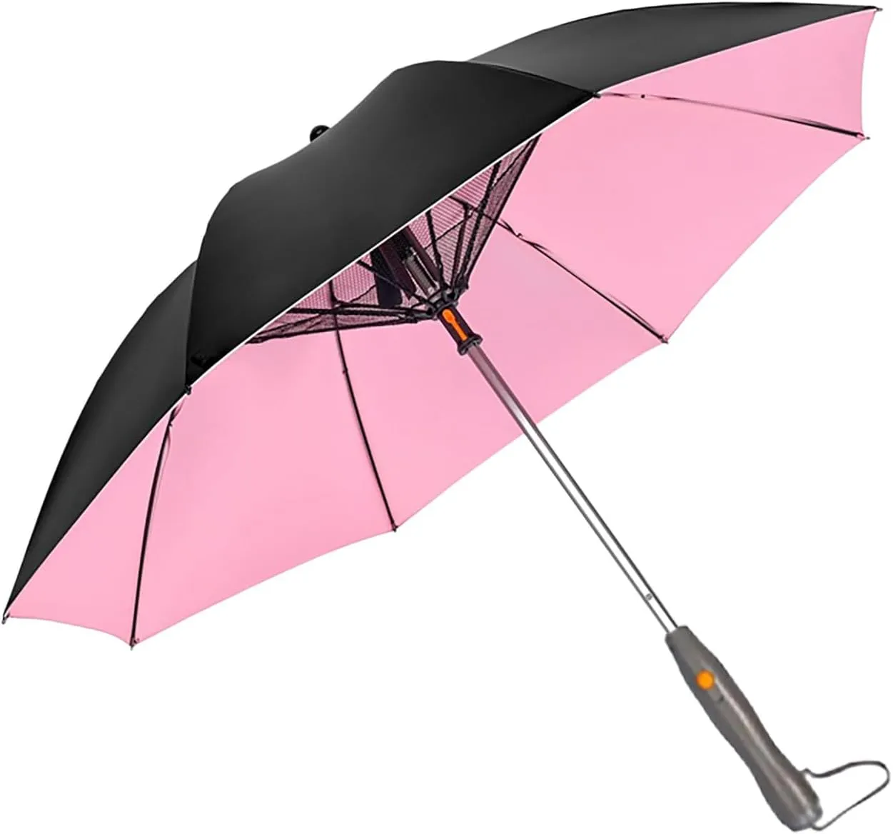 3 in 1 Umbrella with Fan and Mist Spray, Uv Blocking Umbrella with Fan, USB Rechargeable Summer Cooling Umbrella, Sun Uv Protection Umbrella, Umbrella For Fishing, Golfing, Patio, Sand, Travel (Pink)