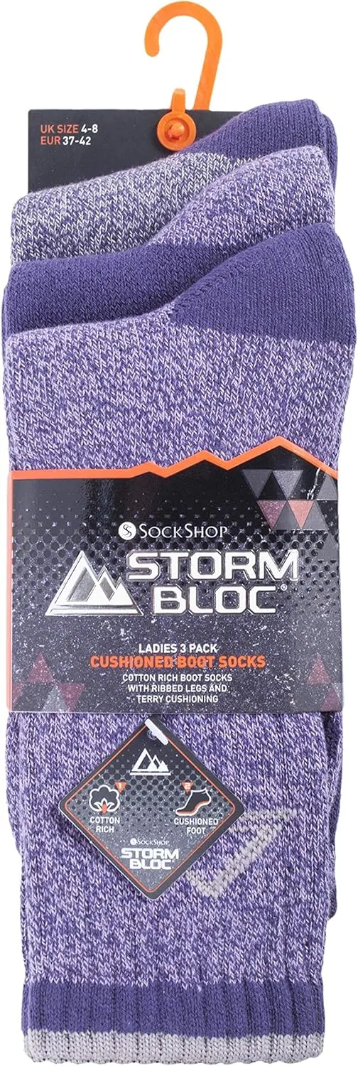 3 Pack Womens Striped Lightweight Anti Blister Padded Cotton Summer Hiking Socks
