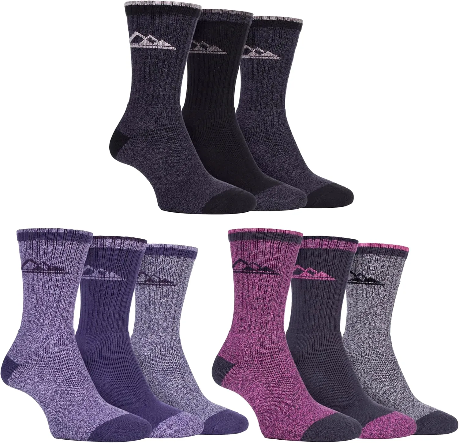 3 Pack Womens Striped Lightweight Anti Blister Padded Cotton Summer Hiking Socks