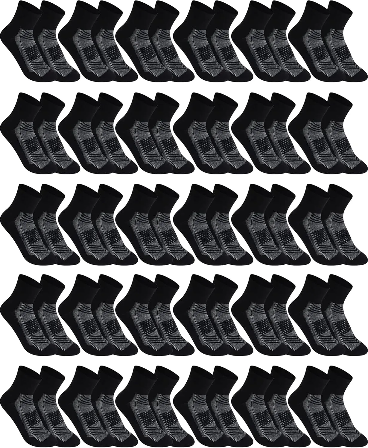 30 Pack Men's Ankle Socks with Cushion Athletic Sport Running Moisture Wicking Socks Bulk for Men and Women