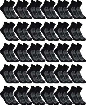 30 Pack Men's Ankle Socks with Cushion Athletic Sport Running Moisture Wicking Socks Bulk for Men and Women