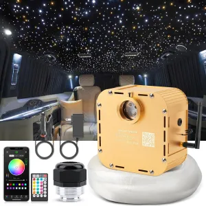 32W Twinkle Starlight Headliner Kit, 1000pcs*0.03in*13.1ft LED Fiber Optic Lights Kit, Star Ceiling Light 10 Crystals Adapter Car Use Plug for Car Roof/Home with APP/Remote/Music Mode