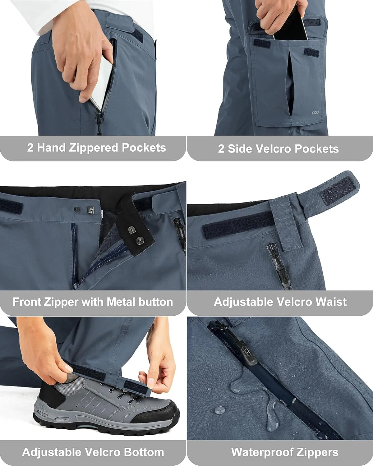 33,000ft Men's Rain Pants Waterproof Lightweight Breathable Golf Over Pants for Hiking Travel Cycling Outdoor