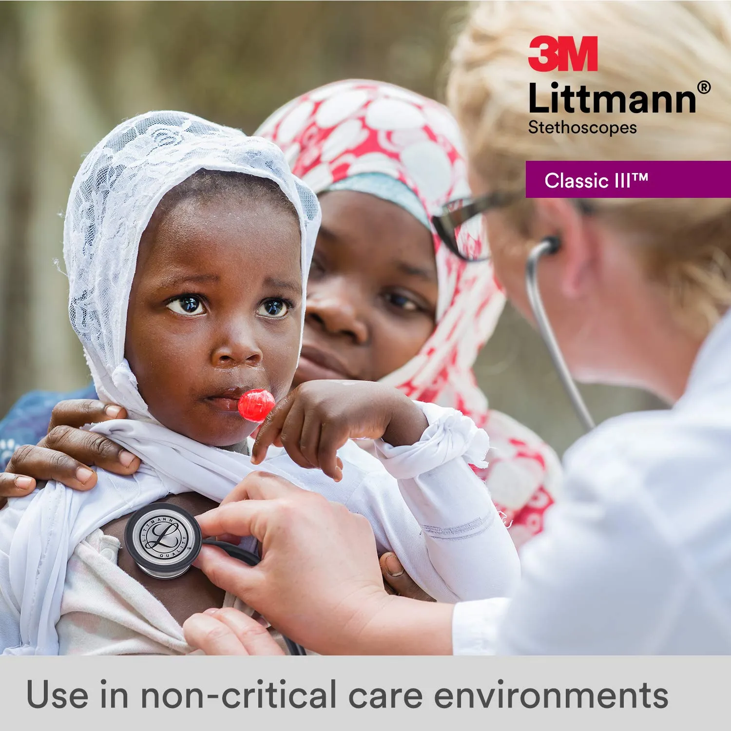 3M Littmann Classic III Monitoring Stethoscope, 5621, More Than 2X as Loud, Weighs Less, Stainless Steel Chestpiece, 27' Grey Tube