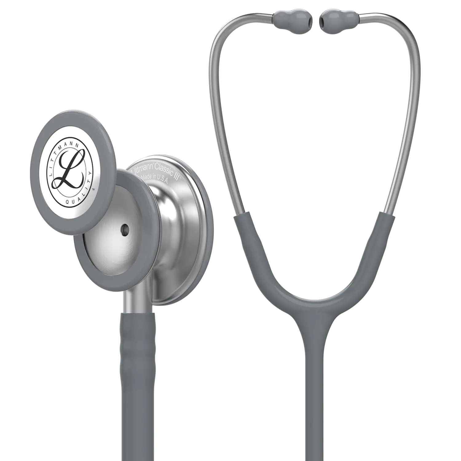 3M Littmann Classic III Monitoring Stethoscope, 5621, More Than 2X as Loud, Weighs Less, Stainless Steel Chestpiece, 27' Grey Tube