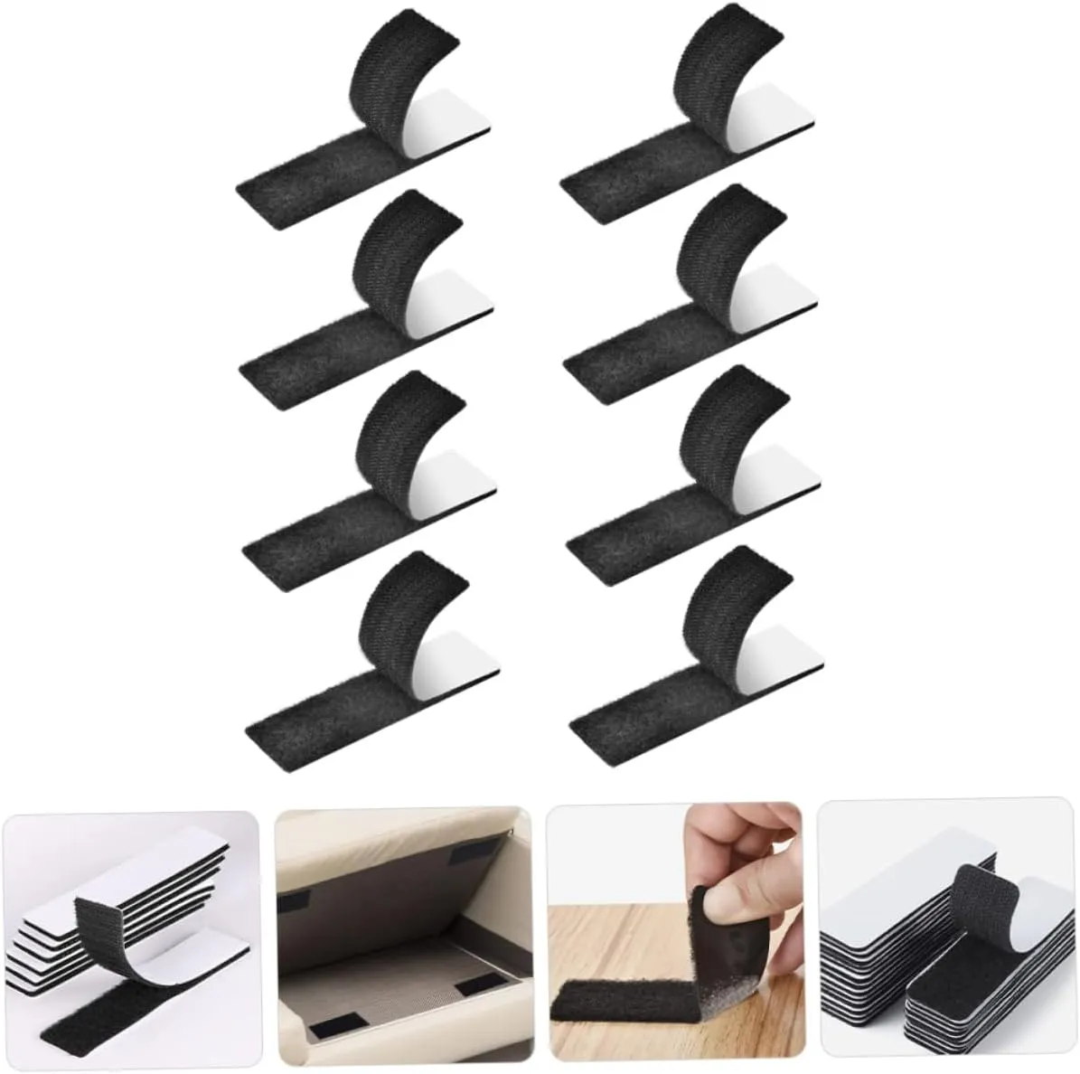 4sets 8pcs Double Sided Adhesive Hook Loop Tape Pads Strong Stickers for Secure Sofa Bed Sheets and Carpet for Home Office Kitchen and Workshop Use 8pcs*4