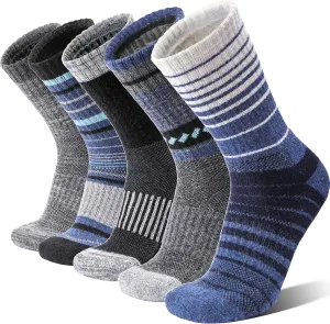 5 Pairs Merino Wool Hiking Socks Thermal Winter Warm Moisture Wicking Cushion Outdoor Socks for Women & Men