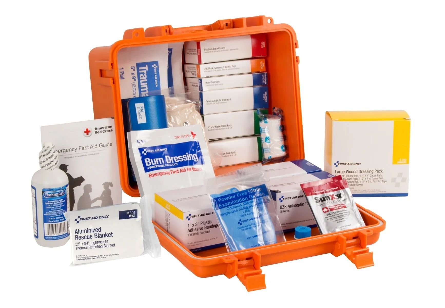 50 Person ANSI A Unitized Plastic Waterproof First Aid Kit, ANSI 2021 Compliant