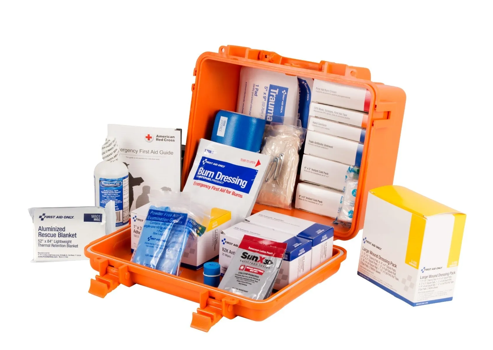 50 Person ANSI A Unitized Plastic Waterproof First Aid Kit, ANSI 2021 Compliant
