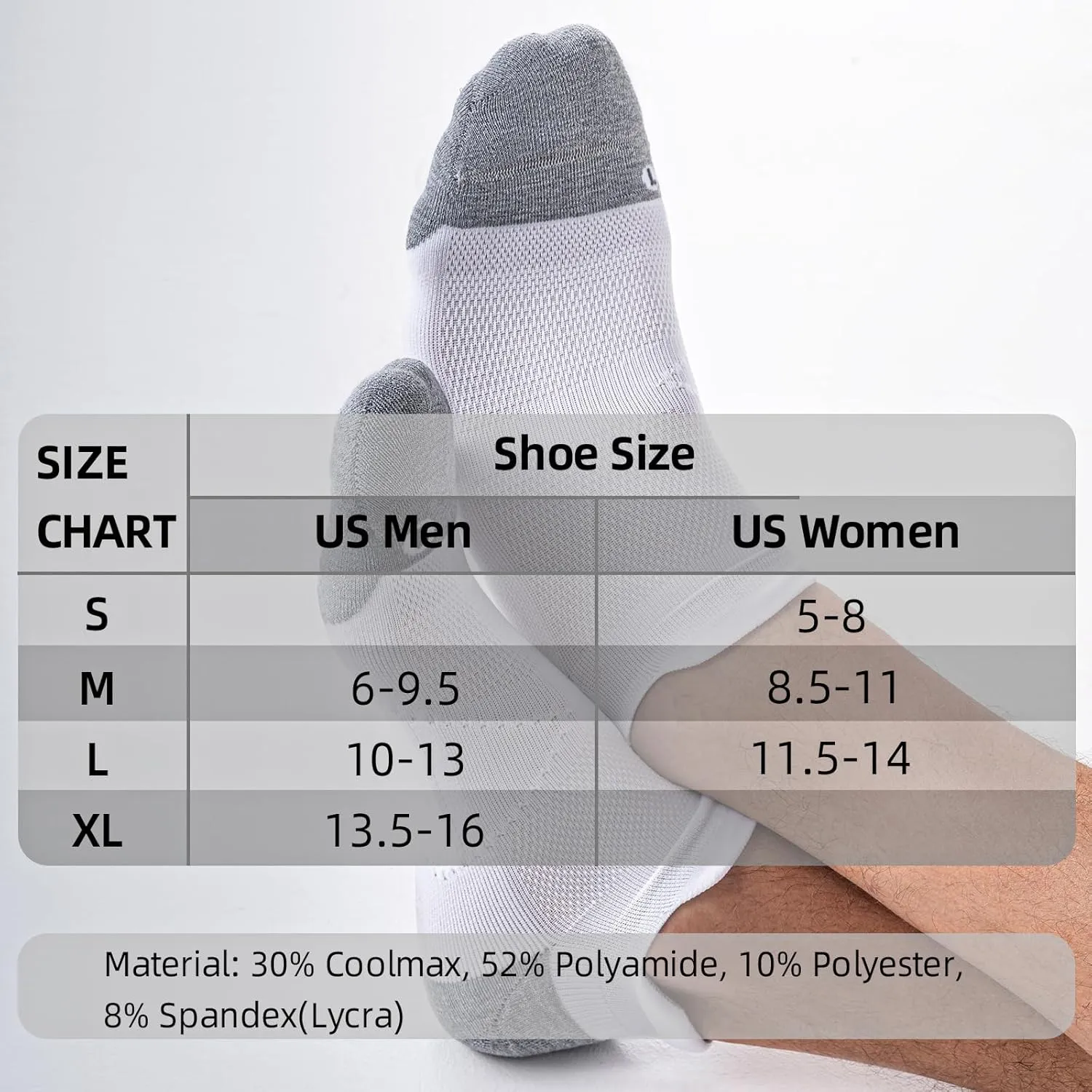 6 Pairs Cushioned Ankle Socks with Heel Tab - Compression Low Cut Athletic Running Socks, Anti-Blister, Seamless Toe