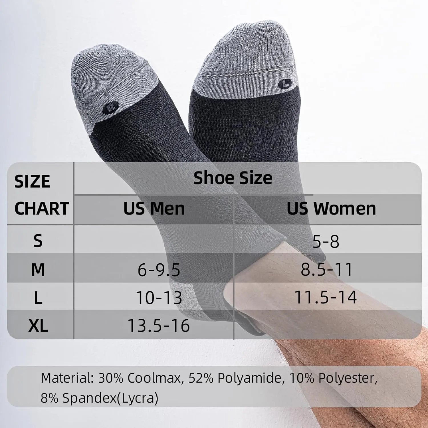 6 Pairs Cushioned Ankle Socks with Heel Tab - Compression Low Cut Athletic Running Socks, Anti-Blister, Seamless Toe