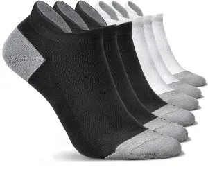 6 Pairs Cushioned Ankle Socks with Heel Tab - Compression Low Cut Athletic Running Socks, Anti-Blister, Seamless Toe