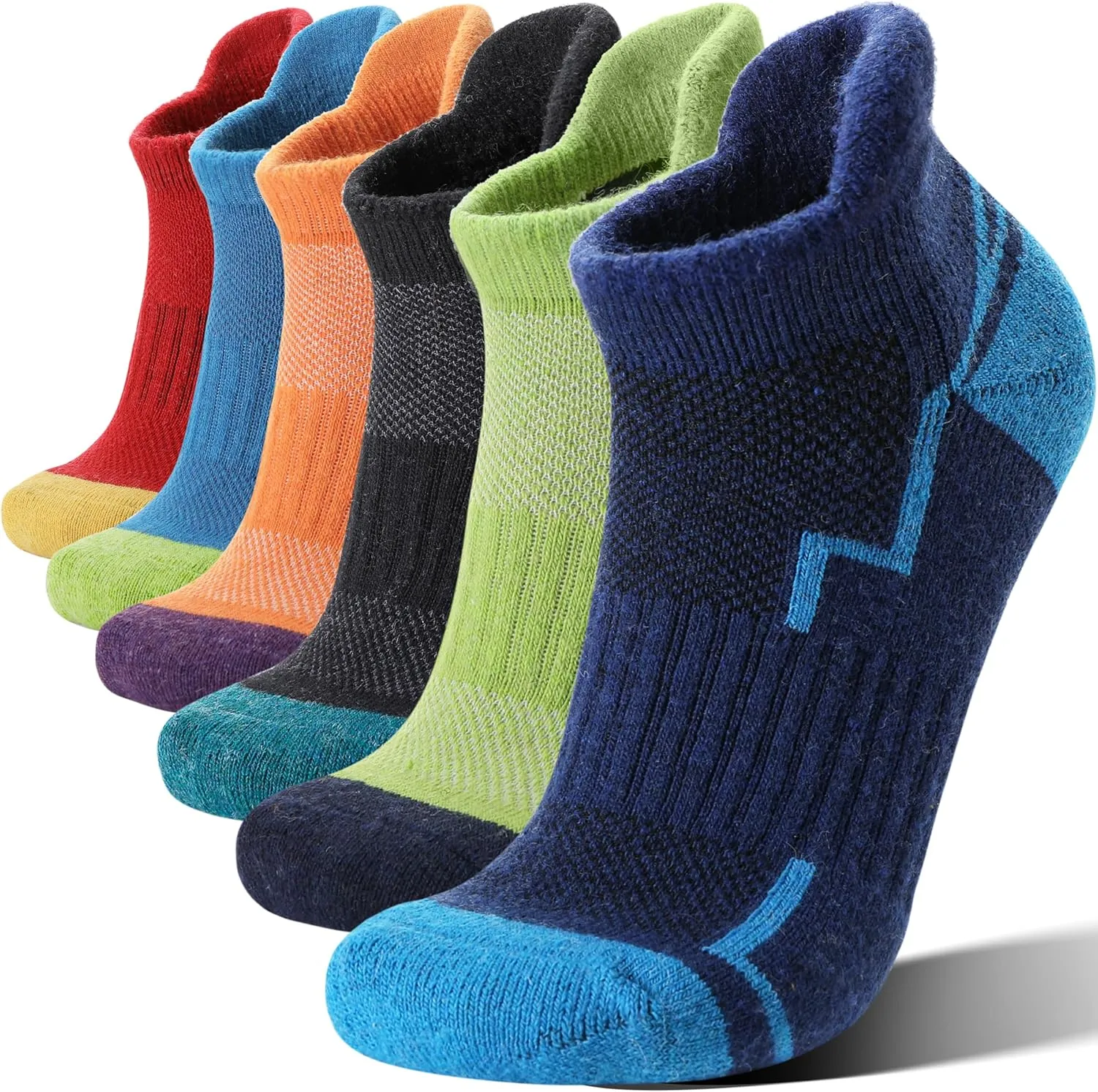 6 Pairs Merino Wool Ankle Hiking Running Socks Compression Support Thick Athletic Low Cut Socks for Women Men