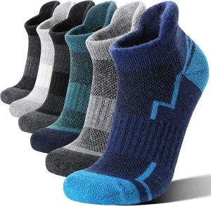 6 Pairs Merino Wool Ankle Hiking Running Socks Compression Support Thick Athletic Low Cut Socks for Women Men
