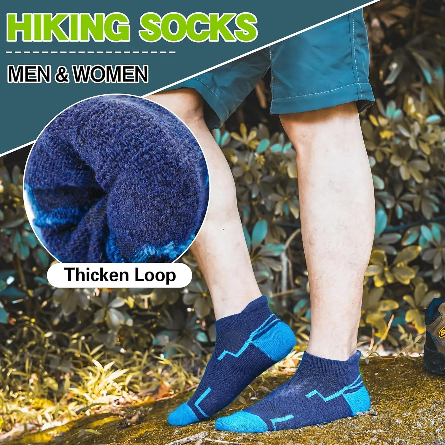 6 Pairs Merino Wool Ankle Hiking Running Socks Compression Support Thick Athletic Low Cut Socks for Women Men