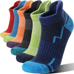 6 Pairs Merino Wool Ankle Hiking Running Socks Compression Support Thick Athletic Low Cut Socks for Women Men