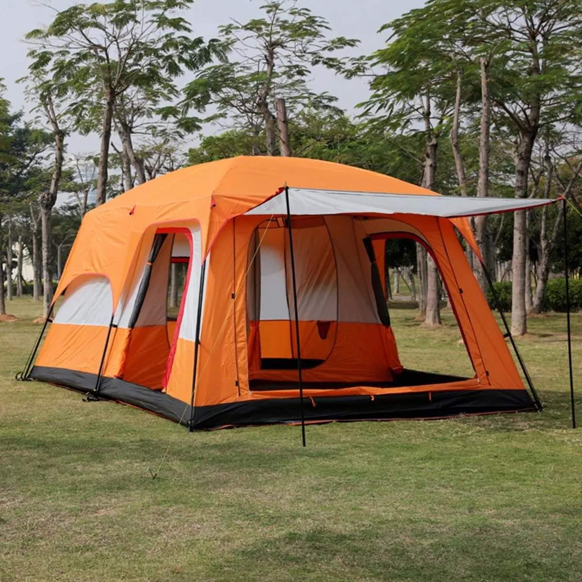 6 Person Tent Double Layer Tent for Camping Family,Waterproof Outdoor Tent with Porch,2 Bedroom Living Room Tent,Advanced Ventilation Dome Tent