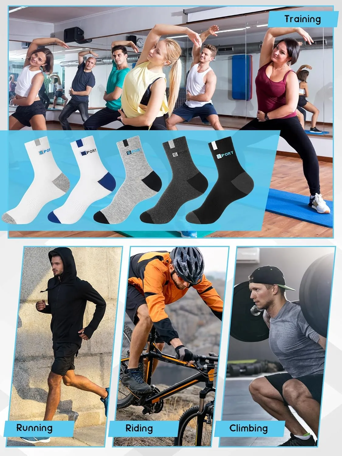 60 Pairs Mens Socks Bulk Homeless Thermal Winter Moisture Wicking Sports Ankle Sock for Men Unisex