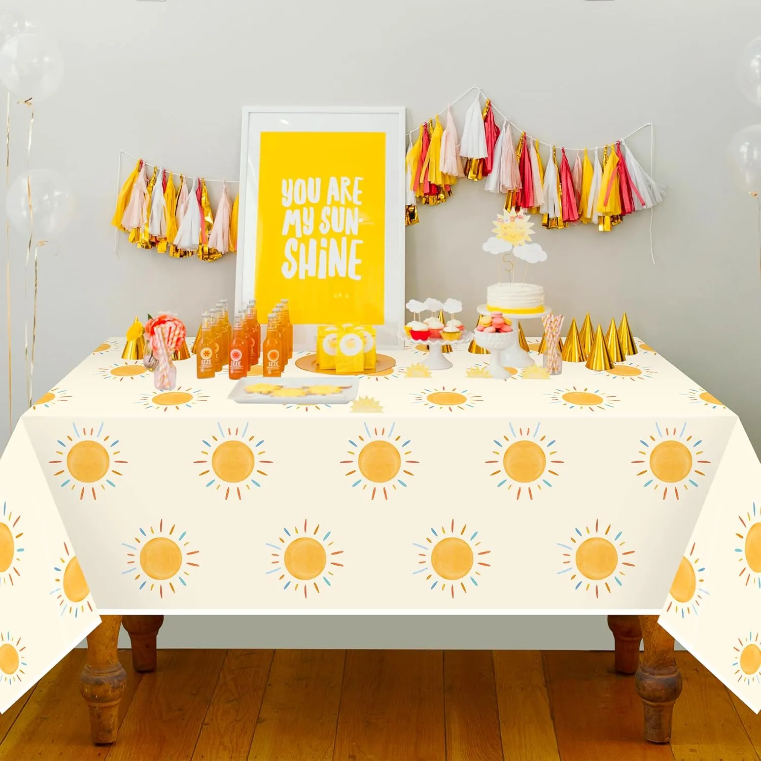 6Pcs Retro Boho Sun Birthday Party Tablecloths Here Comes The Son Disposable Plastic Waterproof Rectangular Table Covers First Trip Around The Sun Party Decorations Baby Shower Supplies
