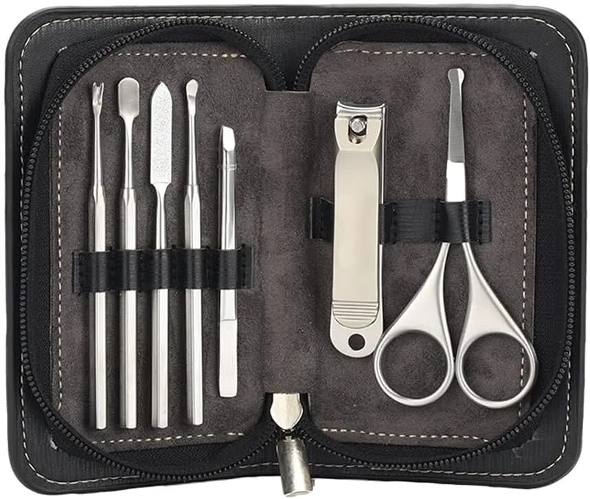 7-Piece Nail Clipper Kit, Stainless Steel Pedicure & Manicure Tools Set for Travel and Home Use
