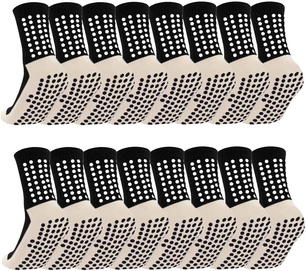 8 Pack Men's Soccer Socks Anti Slip Non-Slip Grip Pads for Football Basketball Sports Grip Soccer Socks