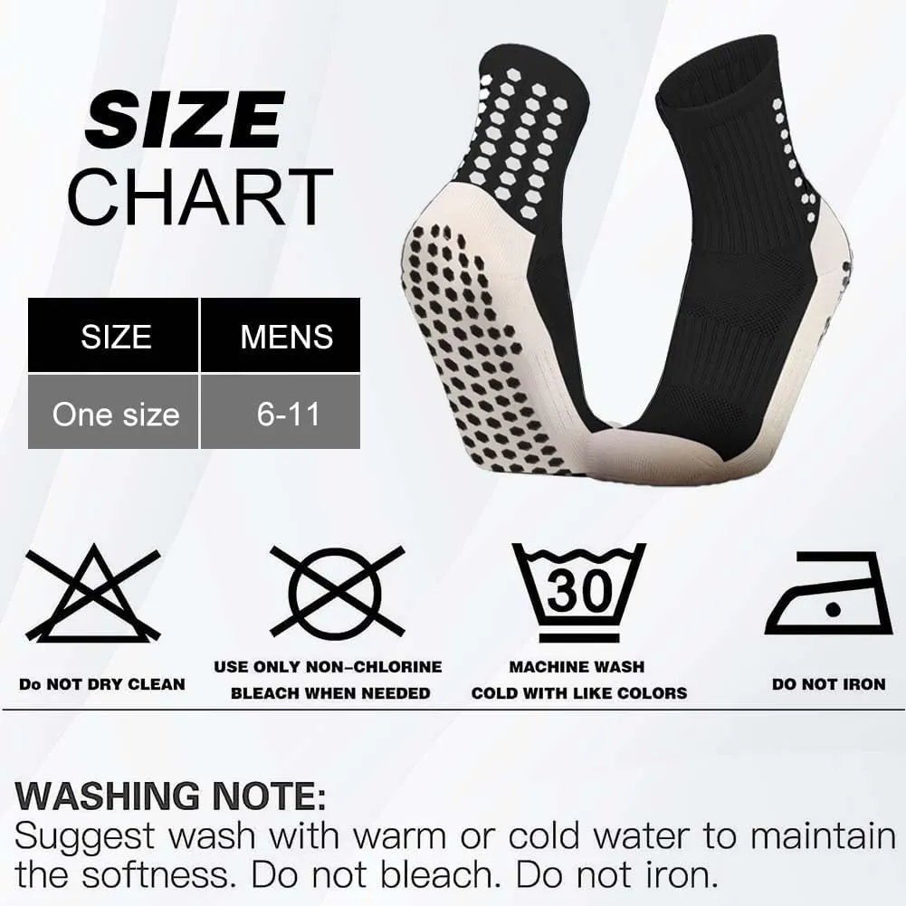 8 Pack Men's Soccer Socks Anti Slip Non-Slip Grip Pads for Football Basketball Sports Grip Soccer Socks