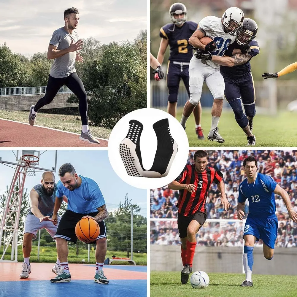 8 Pack Men's Soccer Socks Anti Slip Non-Slip Grip Pads for Football Basketball Sports Grip Soccer Socks