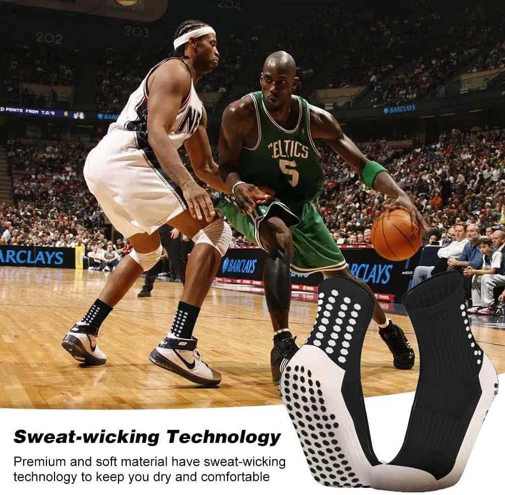 8 Pack Men's Soccer Socks Anti Slip Non-Slip Grip Pads for Football Basketball Sports Grip Soccer Socks