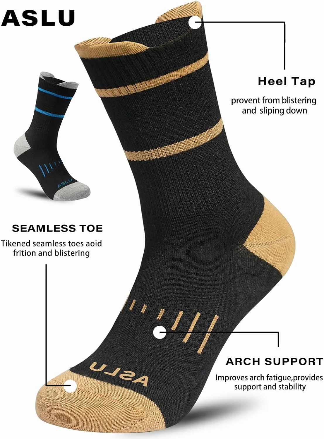 8Pairs Men's Seamless Crew Work Socks,Moisture Wicking Athletic Socks for Hiking Sports Running Available in M-XXL