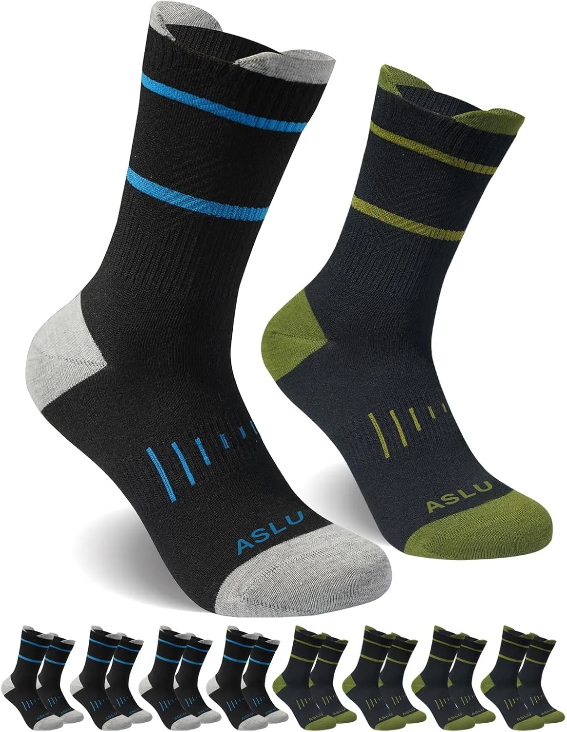 8Pairs Men's Seamless Crew Work Socks,Moisture Wicking Athletic Socks for Hiking Sports Running Available in M-XXL