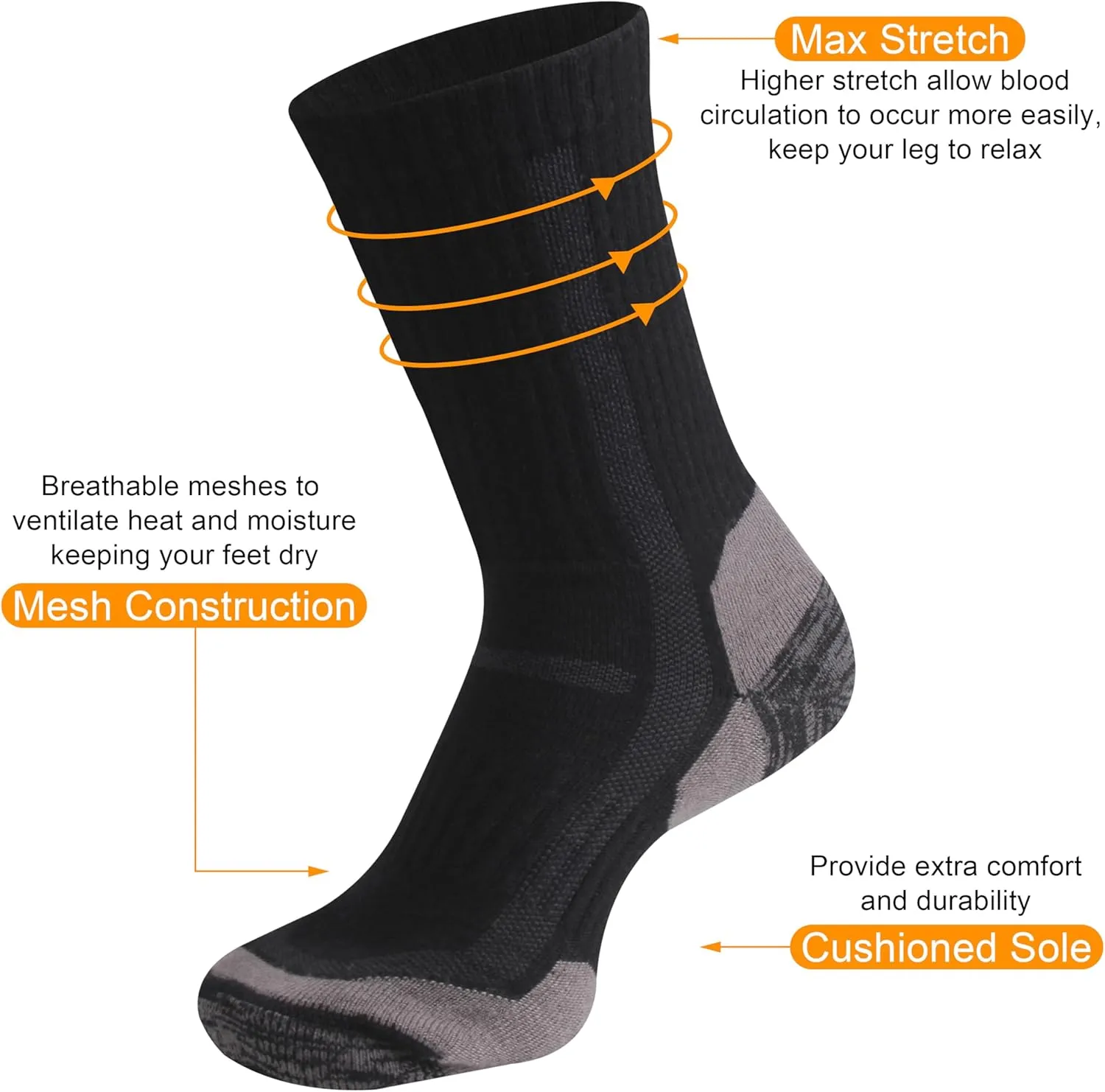 90% Merino Wool Ankle Men's Women's Athletic Wool Socks, 3 Pairs