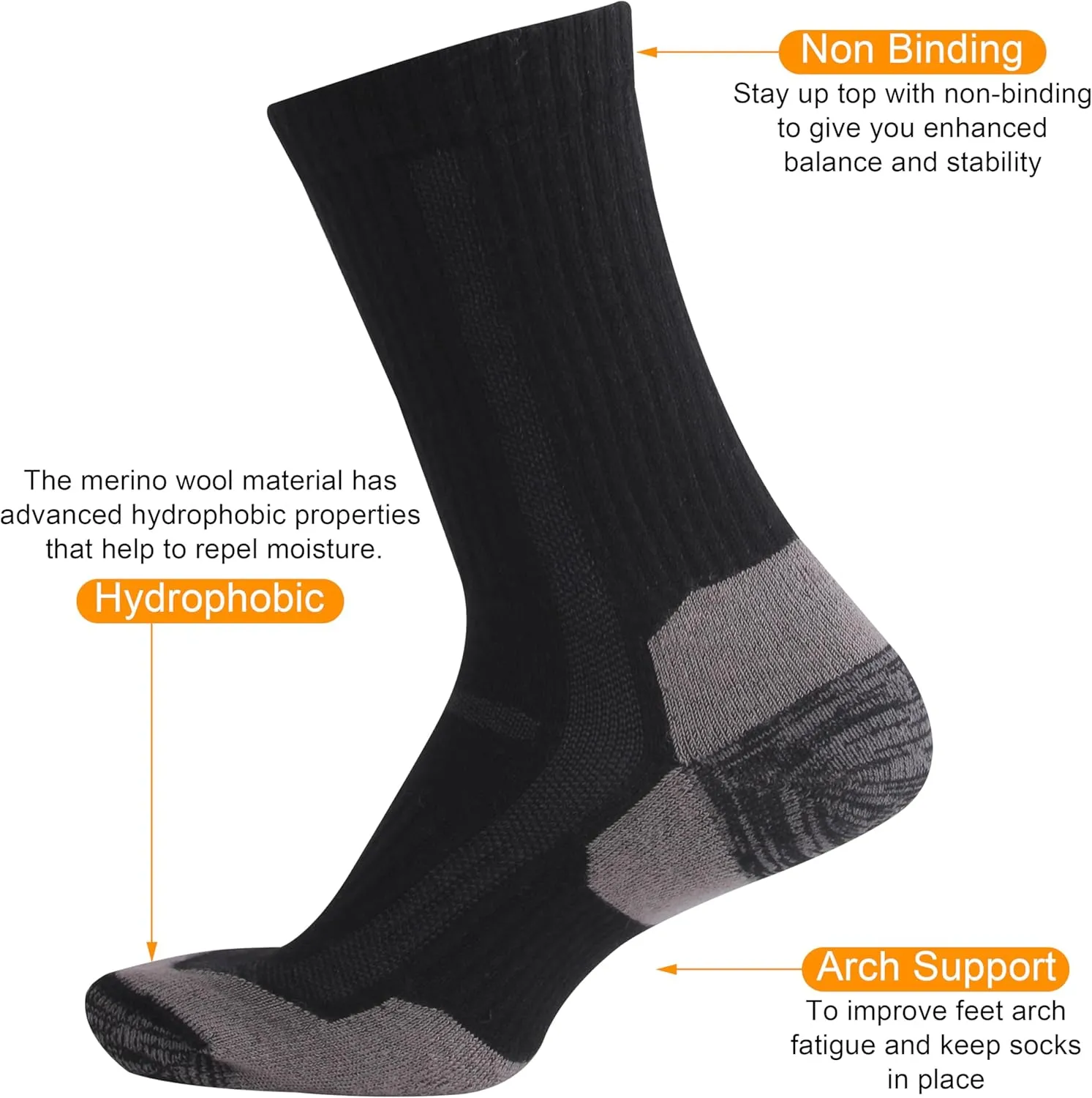 90% Merino Wool Ankle Men's Women's Athletic Wool Socks, 3 Pairs