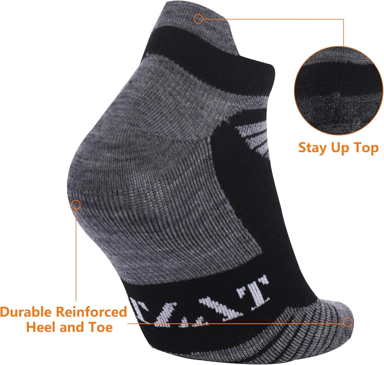 90% Merino Wool Low Cut Athletic Ultra-Light Running Ankle Socks, Tennis Golf Socks for Women & Men