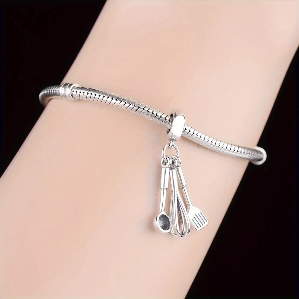 925 Sterling Silver Spoon Charm DIY Bracelet Necklace Accessory