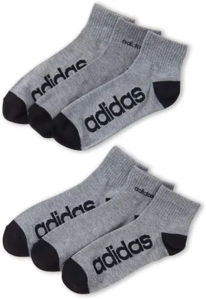 Adidas Men's 3-Pack Climalite Moisture Wicking Quarter Performance Socks (Shoe Size 6-12) BLACK