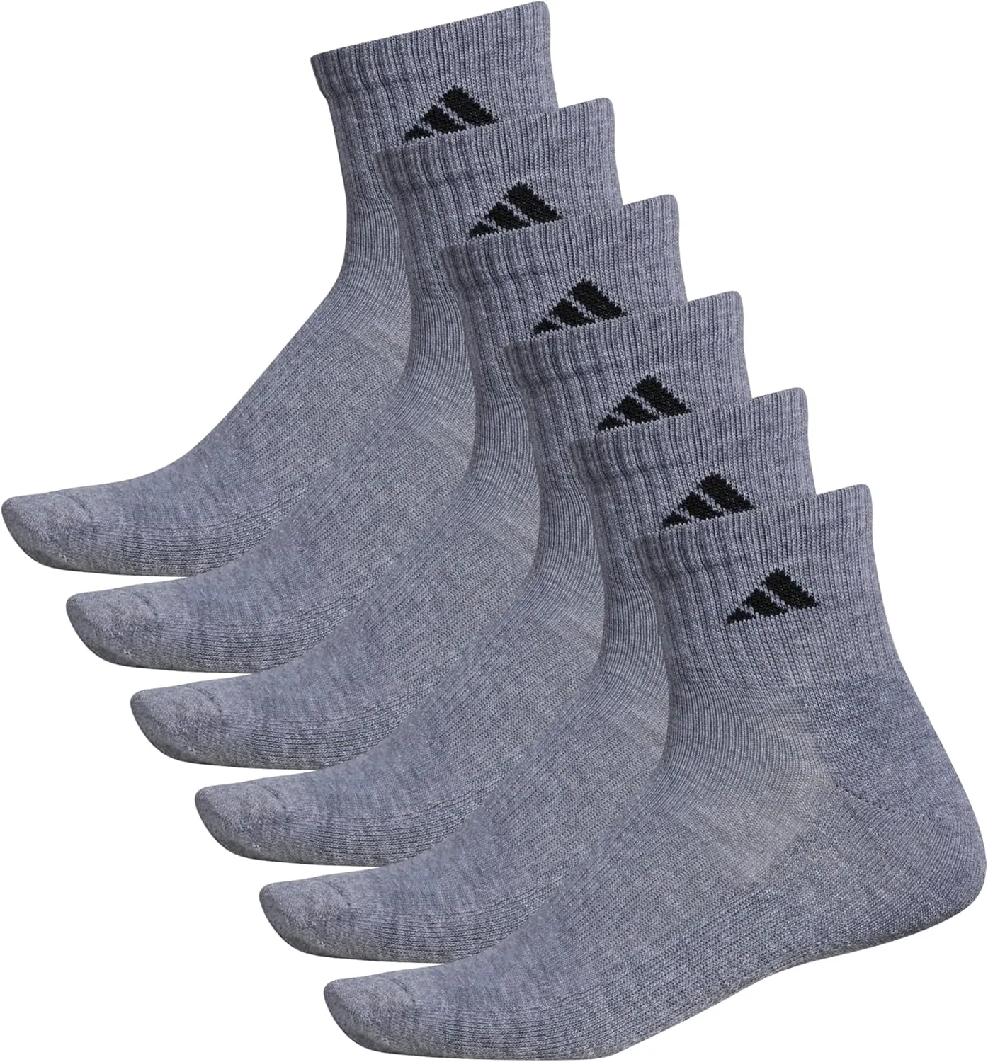 adidas Men's Socks, Athletic Cushioned Quarter 6-Pack, Ankle Fit with Arch Support
