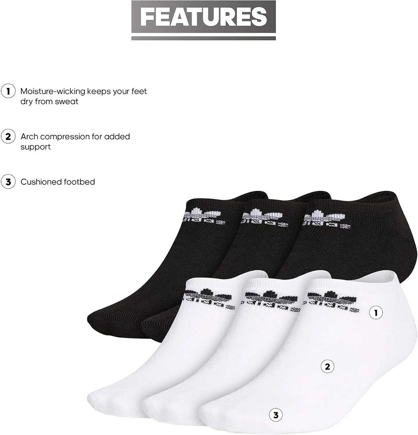 adidas Originals Trefoil No Show Socks (6-Pair)