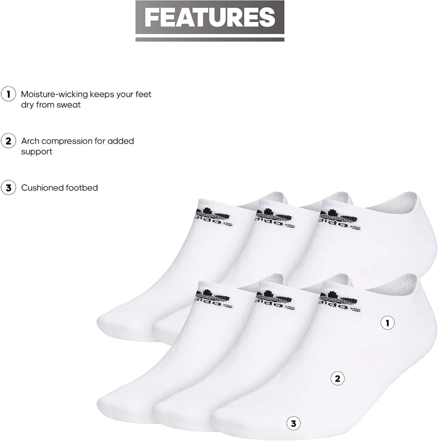 adidas Originals Trefoil No Show Socks (6-Pair)