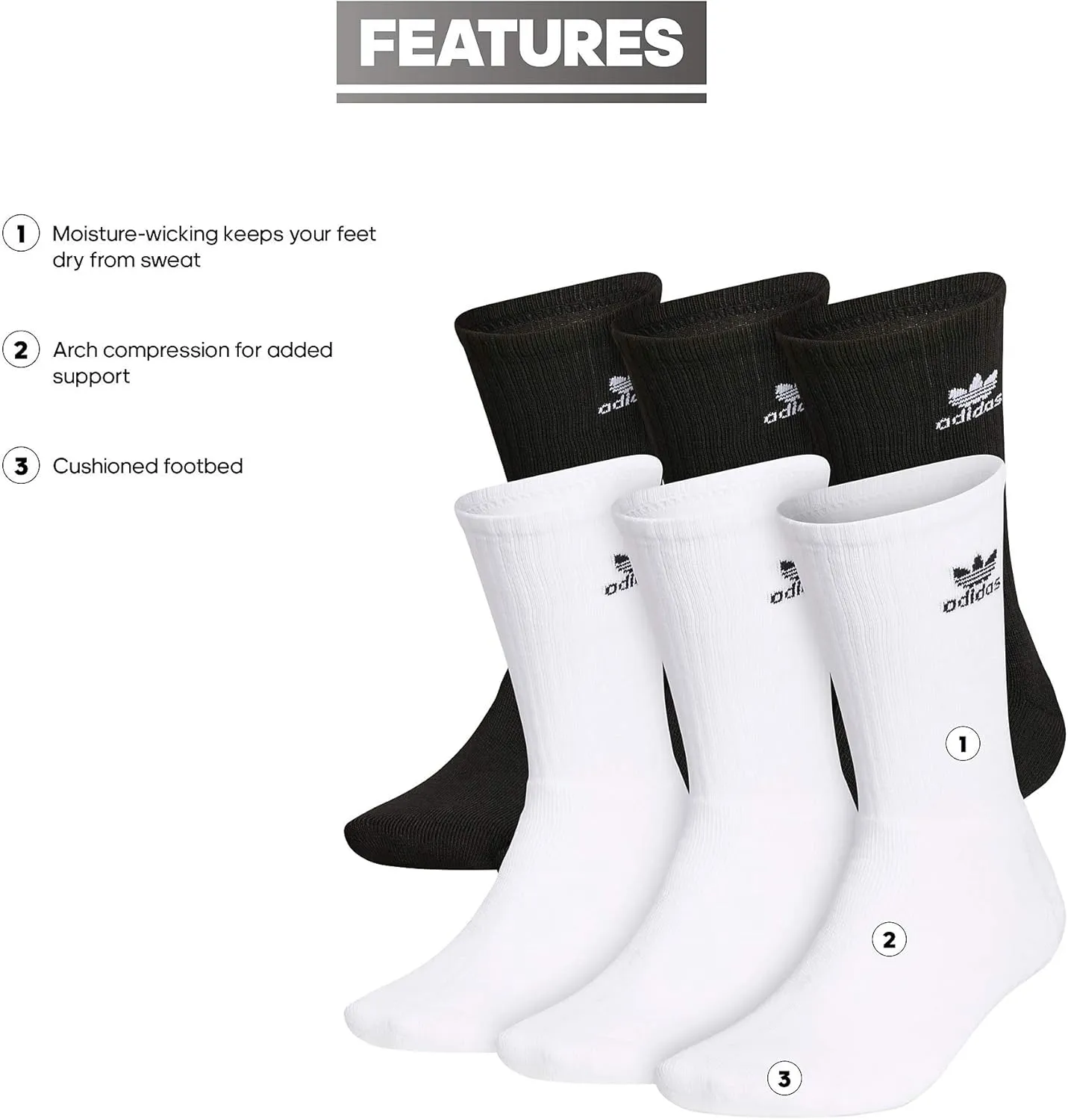 adidas Originals Unisex Adult Trefoil Crew Socks (6 Pairs)