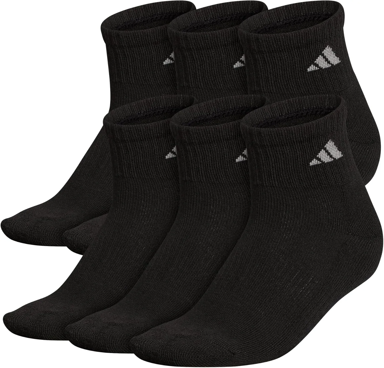 adidas Women's Ankle Socks, Athletic Cushioned Quarter Fit, 6-Pack, Durable, Comfortable, Cooling, with Compression